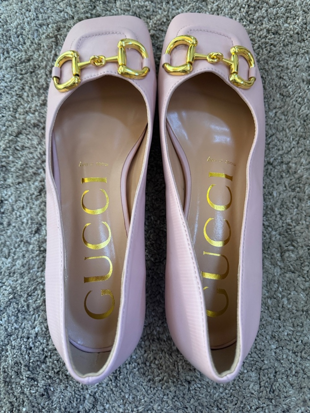 Gucci Blush Pink Horsebit Square Toe Pumps - Picture 15 of 17